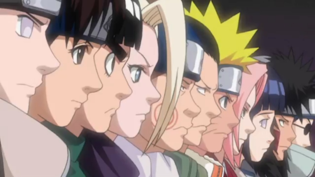 Naruto, Professor Guy e Rock Lee extremamente emocionados. Finalização