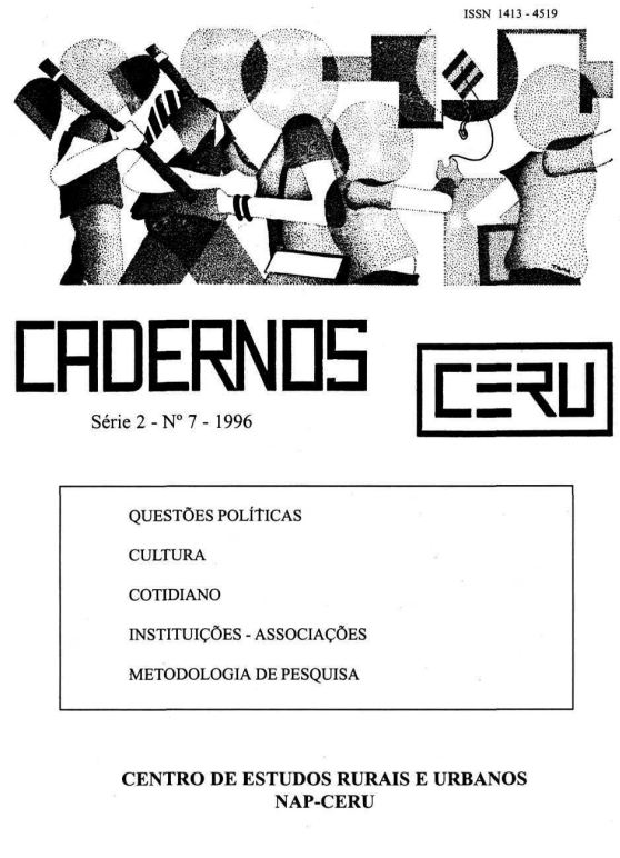 					Visualizar v. 7 (1996): Cadernos CERU Série 2 Volume 7
				