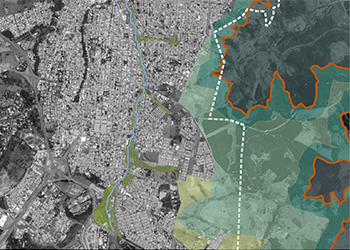 "O Ribeirão Lavapés e seu entorno a partir da Sobreposição de Imagem Área do Google Earth e Mapa de Macrozoneamento de Botucatu."