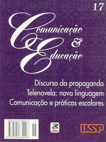 					Visualizar n. 17 (2000): Discurso da propaganda, Telenovela: nova linguagem, Comunicação e práticas escolares
				
