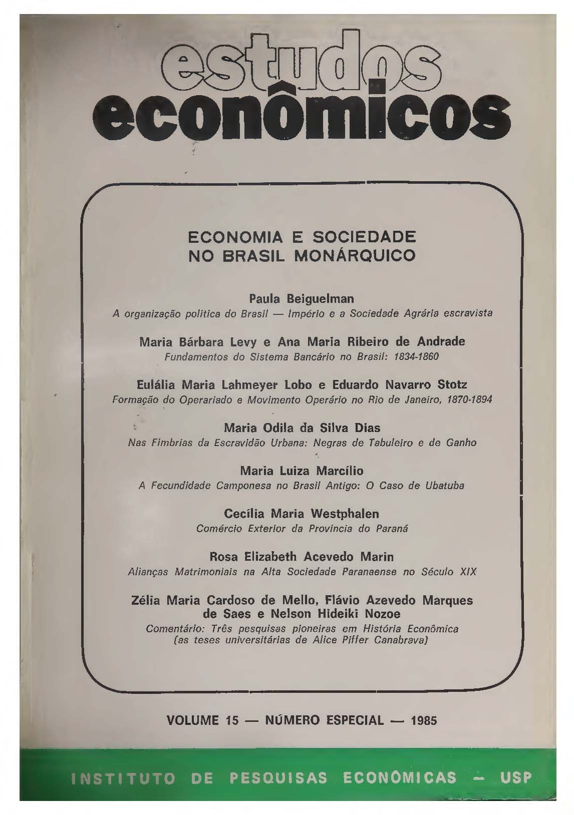 Economia e Sociedade no Brasil Monárquico